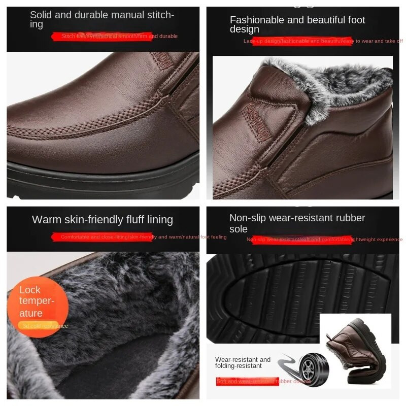 Vīriešu zābaki Augstas kvalitātes puszābaki Vīriešu vieglie vīriešu ikdienas apavi Ziemas silti kažokādas darba apavi vīriešiem āra Zapatos De Hombre