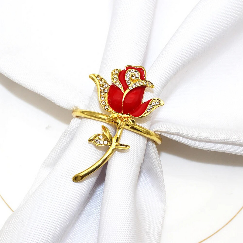 8Gb. Ziedu salvešu gredzeni Rožu salvešu gredzenu turētāja galda dekors kāzu Pateicības dienas banketam Ziemassvētku dzimšanas dienas ballītei ERW20