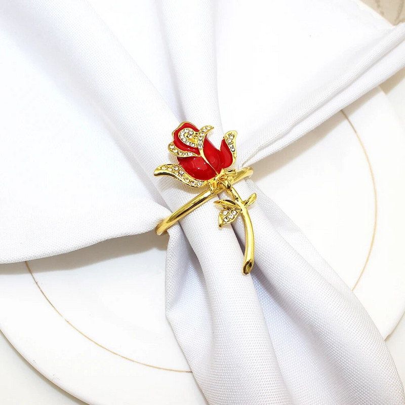 8Gb. Ziedu salvešu gredzeni Rožu salvešu gredzenu turētāja galda dekors kāzu Pateicības dienas banketam Ziemassvētku dzimšanas dienas ballītei ERW20