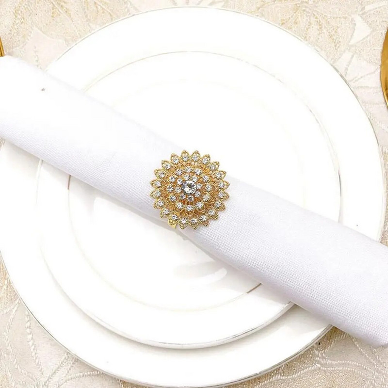 Πάρτυ κουζίνας Χριστουγεννιάτικες γιορτές γάμου Θήκη για χαρτοπετσέτα με στρας Σετ Τραπέζι Δαχτυλίδι με πόρπη σερβιέτ