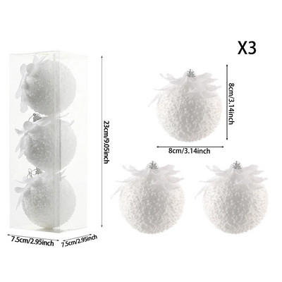 1/3gab 8cm balta Ziemassvētku bumba ziedlapiņas putuplasta bumba Ziemassvētku eglītes rotājuma kulons 2023 Mājas ballīte Jaungada Ziemassvētku dekors Navidad 2024
