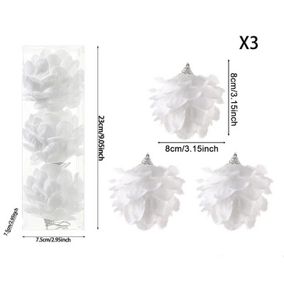 1/3gab 8cm balta Ziemassvētku bumba ziedlapiņas putuplasta bumba Ziemassvētku eglītes rotājuma kulons 2023 Mājas ballīte Jaungada Ziemassvētku dekors Navidad 2024