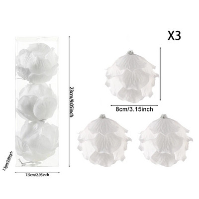 1/3gab 8cm balta Ziemassvētku bumba ziedlapiņas putuplasta bumba Ziemassvētku eglītes rotājuma kulons 2023 Mājas ballīte Jaungada Ziemassvētku dekors Navidad 2024