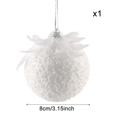 1/3gab 8cm balta Ziemassvētku bumba ziedlapiņas putuplasta bumba Ziemassvētku eglītes rotājuma kulons 2023 Mājas ballīte Jaungada Ziemassvētku dekors Navidad 2024