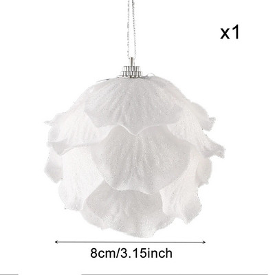 1/3gab 8cm balta Ziemassvētku bumba ziedlapiņas putuplasta bumba Ziemassvētku eglītes rotājuma kulons 2023 Mājas ballīte Jaungada Ziemassvētku dekors Navidad 2024