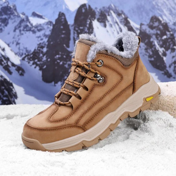 Χειμερινά ανδρικά γνήσια δερμάτινα μποτάκια ανδρικά επαγγελματικά μπότες εργασίας Μόδα Ζεστές μπότες χιονιού εξωτερικού χώρου Αδιάβροχα δερμάτινα παπούτσια
