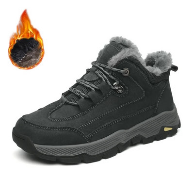 Talvised meeste ehtsast nahast poolsaapad Meeste ärisaapad Mood soojad õuesaapad Veekindlad nahast kingad