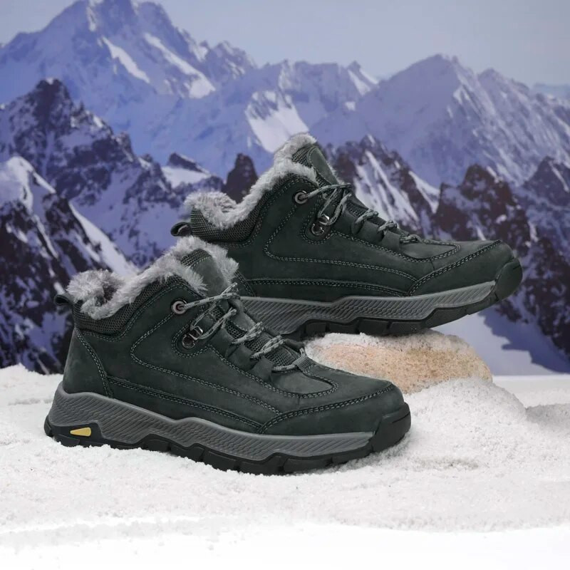 Talvised meeste ehtsast nahast poolsaapad Meeste ärisaapad Mood soojad õuesaapad Veekindlad nahast kingad