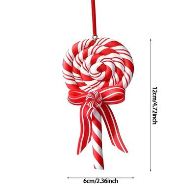 1gab. Ziemassvētku eglītes rotājums, mīksts māls, sarkans, balts, konfektes spieķis Ziemassvētku vecītis Alnis konfektes kulons ģimenei Jaungada dāvana Ziemassvētkiem 2023