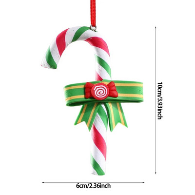 1gab. Ziemassvētku eglītes rotājums, mīksts māls, sarkans, balts, konfektes spieķis Ziemassvētku vecītis Alnis konfektes kulons ģimenei Jaungada dāvana Ziemassvētkiem 2023