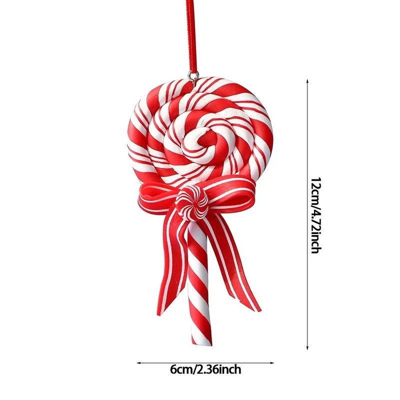1gab. Ziemassvētku eglītes rotājums, mīksts māls, sarkans, balts, konfektes spieķis Ziemassvētku vecītis Alnis konfektes kulons ģimenei Jaungada dāvana Ziemassvētkiem 2023