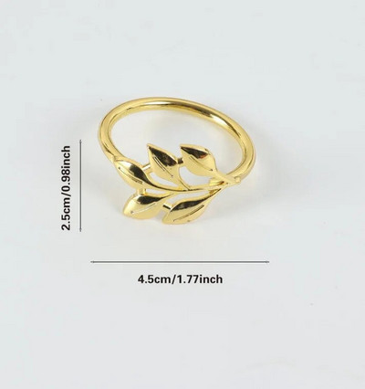 4/6 gab. Rozā zelta salvešu gredzenu turētājs atstāj salvete sprādzes Ziemassvētku kāzu ballīte zelta salvešu aplis vakariņu galda dekors