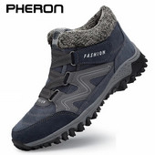 Ανδρικά χειμερινά παπούτσια 2020 Μπότες αστράγαλο Μόδα βελούδινες χειμερινές μπότες ανδρικές μπότες που διατηρούνται ζεστές και αναπνέουν αντιολισθητικά Παπούτσια ασφαλείας Μέγεθος 47