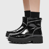 Goth Punk Platform Boots Ανδρικά με φερμουάρ Μπότες μοτοσικλέτας Ανδρικά σπαστά δερμάτινα slip on αστράγαλο Boots Square Toe Casual παπούτσια