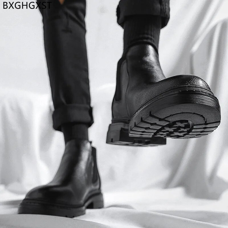 Μαύρα μποτάκια για άντρες Ανδρικά παπούτσια πλατφόρμας Ανδρικά μποτάκια Chelsea Ανδρικά δερμάτινα ανδρικά παπούτσια Πολυτελή επώνυμα παπούτσια για άνδρες 2023 Zapatos