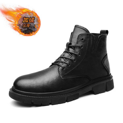 Vīriešu modes ādas zābaki 2023. gada jauni rudens ziemas puszābaki Vīriešu britu panka augstas augšdaļas apavi Motocikla zābaki