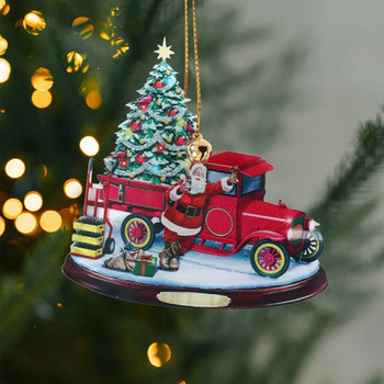 Висулка за коледно дърво 2023 г. Акрилна плоска сладка анимационна висяща украса за кола Начало Декор Коледни консумативи Navidad Noel Нова година 2024