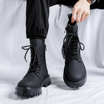 Ανδρικές μπότες με χοντρή σόλα βρετανικού στιλ Ανδρικές μπότες Tide Ins Κοντές μπότες Μοτοσικλέτας Μπότες Cowboy Μπότες υψηλής ποιότητας Δερμάτινες ανδρικές μπότες