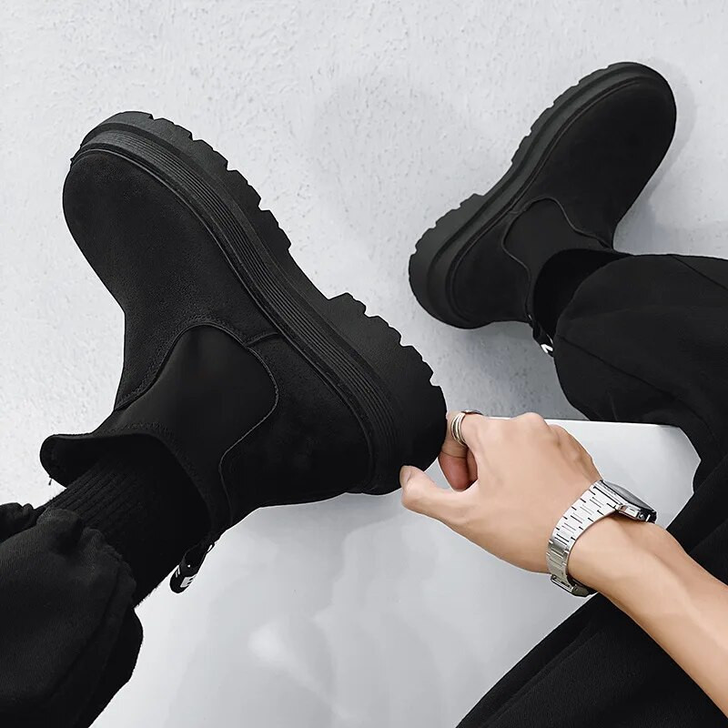 Veekindlad Talvised Meeste Saapad Lehmanahast Soe lumi Naiste Saapad Meeste Töö vabaajajalatsid Kõrge Ühevärvilised Mustad Lumesaapad Meeste kingad