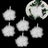 6PCS pernatih krila za božićno drvce Dekoracija za božićno drvce Bijeli vintage viseći ukrasni ukras od pernate zvijezde