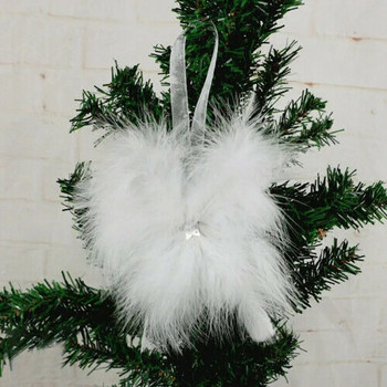 6 ΤΕΜ. Διακοσμητικό χριστουγεννιάτικο δέντρο με φτερό με πούπουλα Λευκό Vintage Κρεμαστό φτερό αστέρι μπιχλιμπίδι Στολίδι