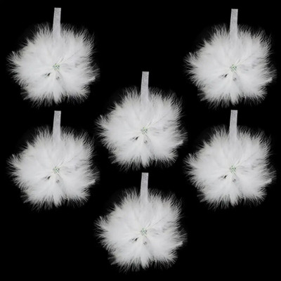 6PCS pernatih krila za božićno drvce Dekoracija za božićno drvce Bijeli vintage viseći ukrasni ukras od pernate zvijezde