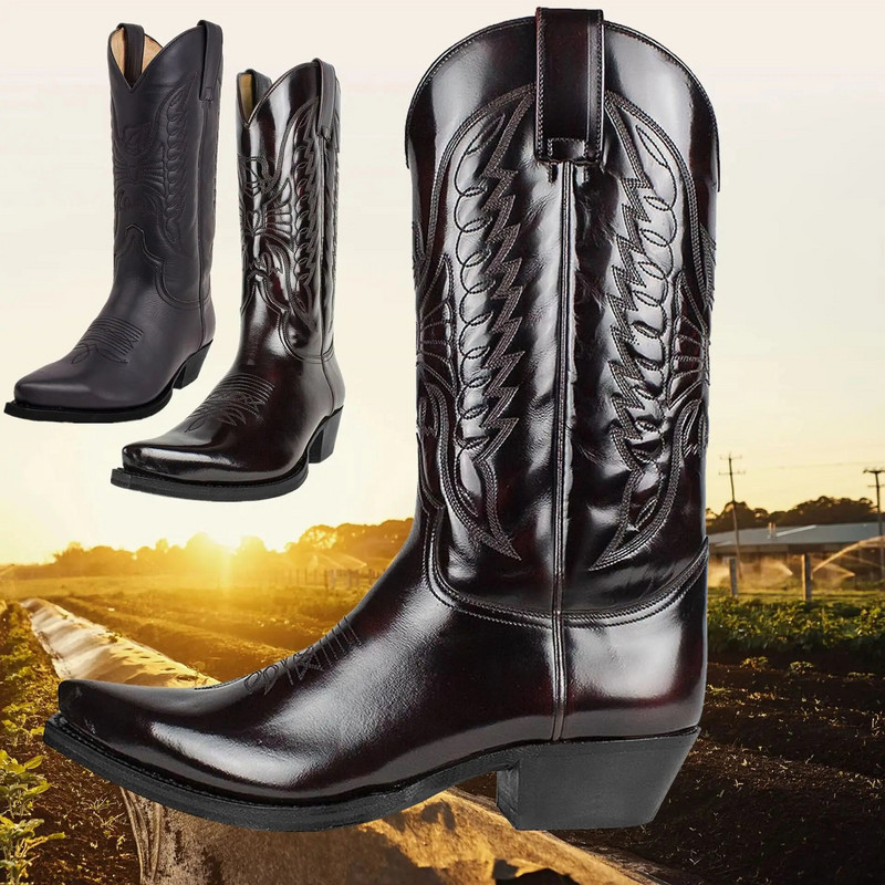 2023-as hegyes orrú Western Cowboy csizma Férfi Őszi Vízálló Plus Size Platform csizma Csúszásmentes járócipő Sapatos Para Hombre