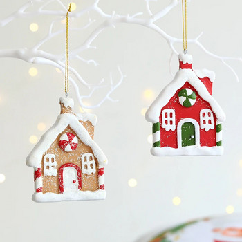 Χριστουγεννιάτικο μικρό σπίτι σε σχήμα ντόνατ με νιφάδες χιονιού Στολίδι Χριστουγεννιάτικο δέντρο κρεμαστά μενταγιόν σπιτιού Navidad Χριστουγεννιάτικη διακόσμηση 2024