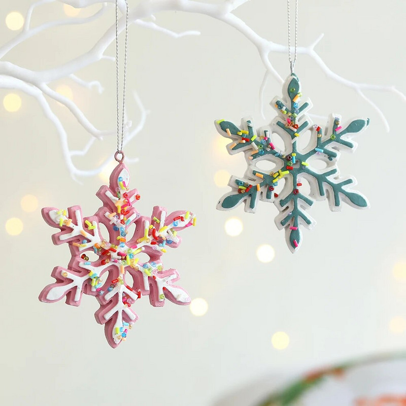 Jõulud väike maja lumehelves sõõriku kujuga kaunistus jõulupuu rippuvad ripatsid Kodupidu Navidadi jõulukaunistus 2024