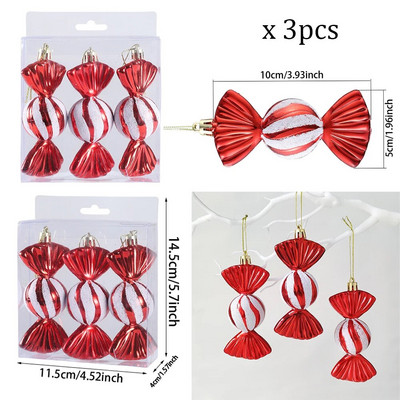 3db/doboz Karácsonyi cukorka golyók dísz Balice cukorka formák karácsonyfára függő medálok Otthoni parti Navidad karácsonyi dekoráció 2024