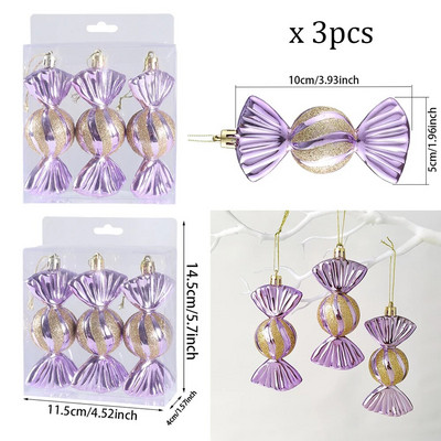 3db/doboz Karácsonyi cukorka golyók dísz Balice cukorka formák karácsonyfára függő medálok Otthoni parti Navidad karácsonyi dekoráció 2024