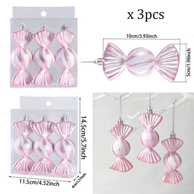 3db/doboz Karácsonyi cukorka golyók dísz Balice cukorka formák karácsonyfára függő medálok Otthoni parti Navidad karácsonyi dekoráció 2024