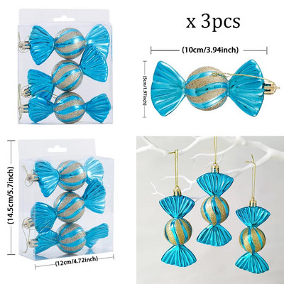3db/doboz Karácsonyi cukorka golyók dísz Balice cukorka formák karácsonyfára függő medálok Otthoni parti Navidad karácsonyi dekoráció 2024