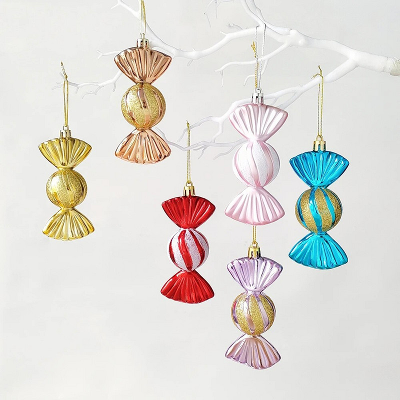 3db/doboz Karácsonyi cukorka golyók dísz Balice cukorka formák karácsonyfára függő medálok Otthoni parti Navidad karácsonyi dekoráció 2024