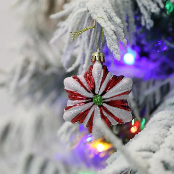 6 τμχ/κουτί Κρεμαστό χριστουγεννιάτικο δέντρο Κόκκινο αστέρι Καραμέλα Χιονονιφάδα Χριστουγεννιάτικη μπάλα Πρωτοχρονιά 2024 Διακόσμηση σπιτιού Noel Gift Navidad 2023