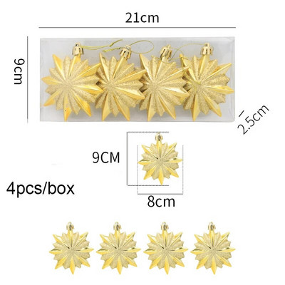4τμχ/κουτί Χριστουγεννιάτικα στολίδια για χριστουγεννιάτικο δέντρο Ηλεκτροκίνητο χριστουγεννιάτικο μενταγιόν για χριστουγεννιάτικο μενταγιόν για πρωτοχρονιάτικο πάρτι για το σπίτι DIY Διακοσμήσεις Navidad