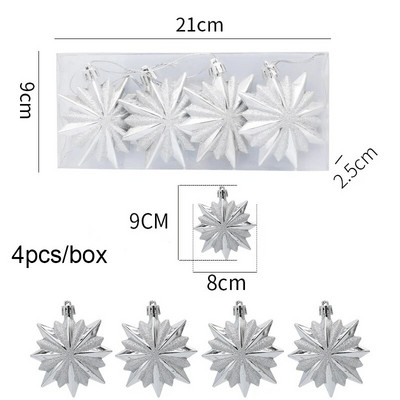 4τμχ/κουτί Χριστουγεννιάτικα στολίδια για χριστουγεννιάτικο δέντρο Ηλεκτροκίνητο χριστουγεννιάτικο μενταγιόν για χριστουγεννιάτικο μενταγιόν για πρωτοχρονιάτικο πάρτι για το σπίτι DIY Διακοσμήσεις Navidad