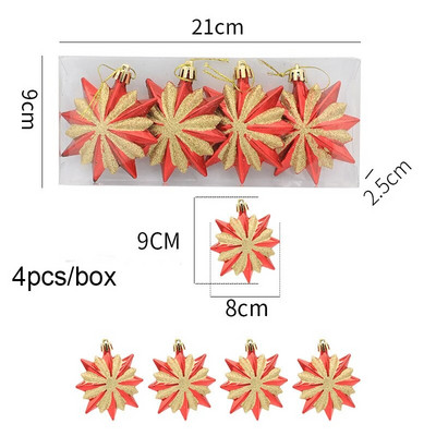 4τμχ/κουτί Χριστουγεννιάτικα στολίδια για χριστουγεννιάτικο δέντρο Ηλεκτροκίνητο χριστουγεννιάτικο μενταγιόν για χριστουγεννιάτικο μενταγιόν για πρωτοχρονιάτικο πάρτι για το σπίτι DIY Διακοσμήσεις Navidad