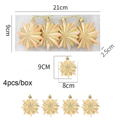 4τμχ/κουτί Χριστουγεννιάτικα στολίδια για χριστουγεννιάτικο δέντρο Ηλεκτροκίνητο χριστουγεννιάτικο μενταγιόν για χριστουγεννιάτικο μενταγιόν για πρωτοχρονιάτικο πάρτι για το σπίτι DIY Διακοσμήσεις Navidad