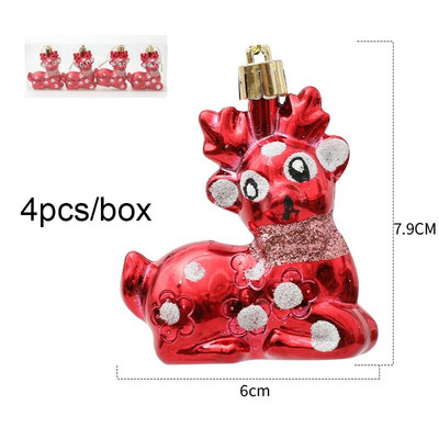 4τμχ/κουτί Χριστουγεννιάτικα στολίδια για χριστουγεννιάτικο δέντρο Ηλεκτροκίνητο χριστουγεννιάτικο μενταγιόν για χριστουγεννιάτικο μενταγιόν για πρωτοχρονιάτικο πάρτι για το σπίτι DIY Διακοσμήσεις Navidad