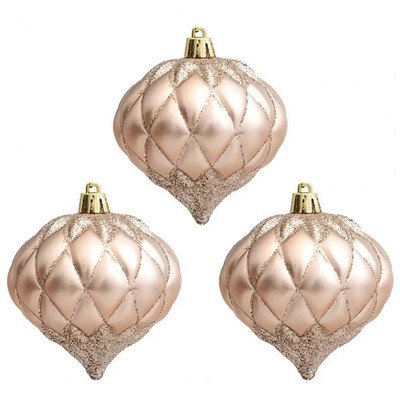 3 τεμάχια/Κουτί με λεπτή υφή Πλαστική διάταξη σκηνικών Στήριξη Γυαλιστερές μπάλες χριστουγεννιάτικων δέντρων σετ στολιδιών Χριστουγεννιάτικα πάρτι προμήθειες