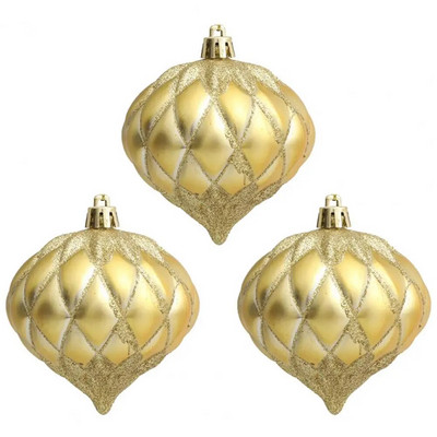 3 τεμάχια/Κουτί με λεπτή υφή Πλαστική διάταξη σκηνικών Στήριξη Γυαλιστερές μπάλες χριστουγεννιάτικων δέντρων σετ στολιδιών Χριστουγεννιάτικα πάρτι προμήθειες