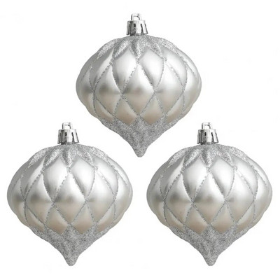 3 τεμάχια/Κουτί με λεπτή υφή Πλαστική διάταξη σκηνικών Στήριξη Γυαλιστερές μπάλες χριστουγεννιάτικων δέντρων σετ στολιδιών Χριστουγεννιάτικα πάρτι προμήθειες