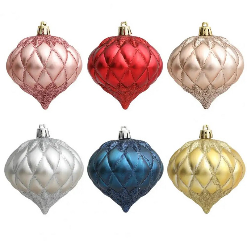 3 τεμάχια/Κουτί με λεπτή υφή Πλαστική διάταξη σκηνικών Στήριξη Γυαλιστερές μπάλες χριστουγεννιάτικων δέντρων σετ στολιδιών Χριστουγεννιάτικα πάρτι προμήθειες