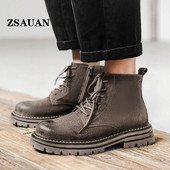 Suede δερμάτινες ανδρικές μπότες ZSAUAN βρετανικές ανδρικές μπότες casual Work Cowboy Παπούτσια μεσαίου τακουνιού Man Vintage Brogue Boots Cowboy