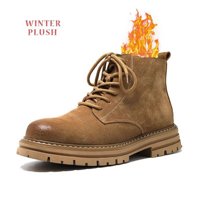 Suede δερμάτινες ανδρικές μπότες ZSAUAN βρετανικές ανδρικές μπότες casual Work Cowboy Παπούτσια μεσαίου τακουνιού Man Vintage Brogue Boots Cowboy