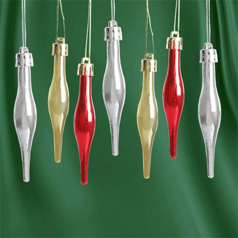 6 tk/pakk jõulukaunistus plastikust jõulupuu kuldne punane sädelev läikiv koonusripats rippuv kaunistus jõulukaunistus