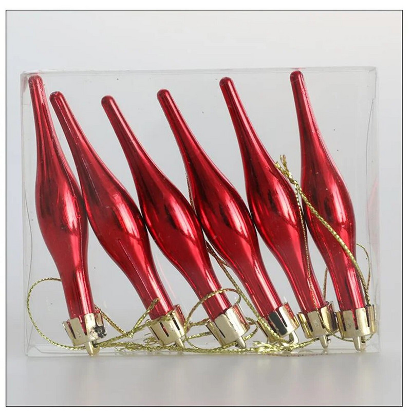 6 tk/pakk jõulukaunistus plastikust jõulupuu kuldne punane sädelev läikiv koonusripats rippuv kaunistus jõulukaunistus