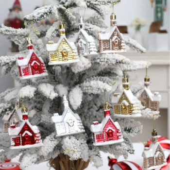 Висулка за коледно дърво 4 бр./кутия Коледна ледена фунийка Бонбони Снежна къща Орнамент Коледна украса за дома 2023 Navidad Noel Нова година