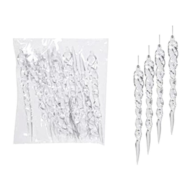 12PICES Jõulupidu tarned läbipaistvad jääpurikad ripats Jõulupuu kaunistus niit ripats puu kaunistused